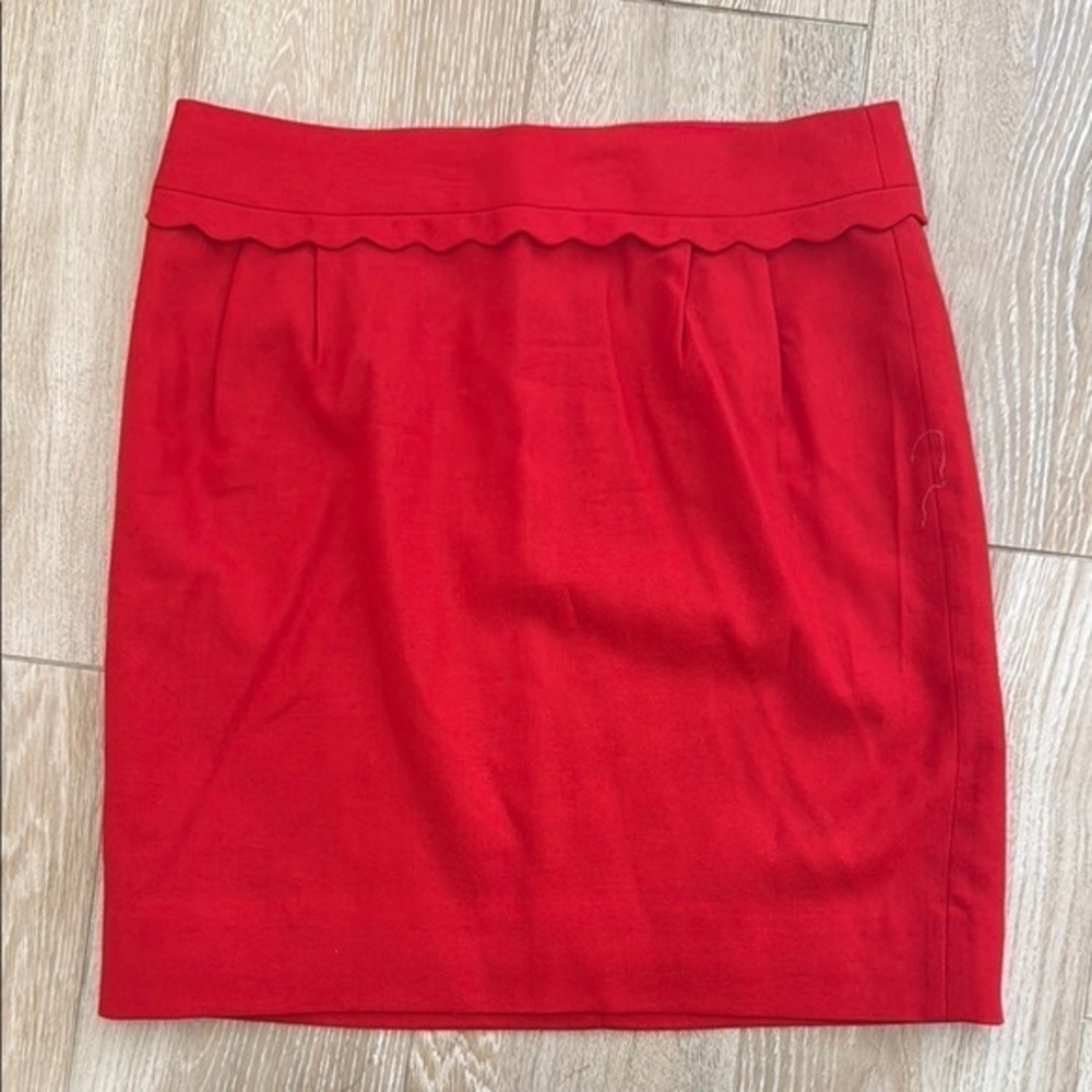 J Crew Red Wool Mini Skirt 0
